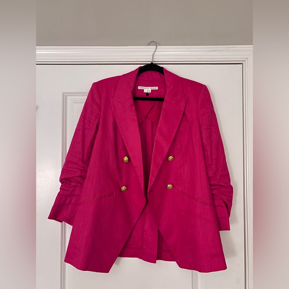 Veronica Beard Fuchsia Double-Breasted Blazer